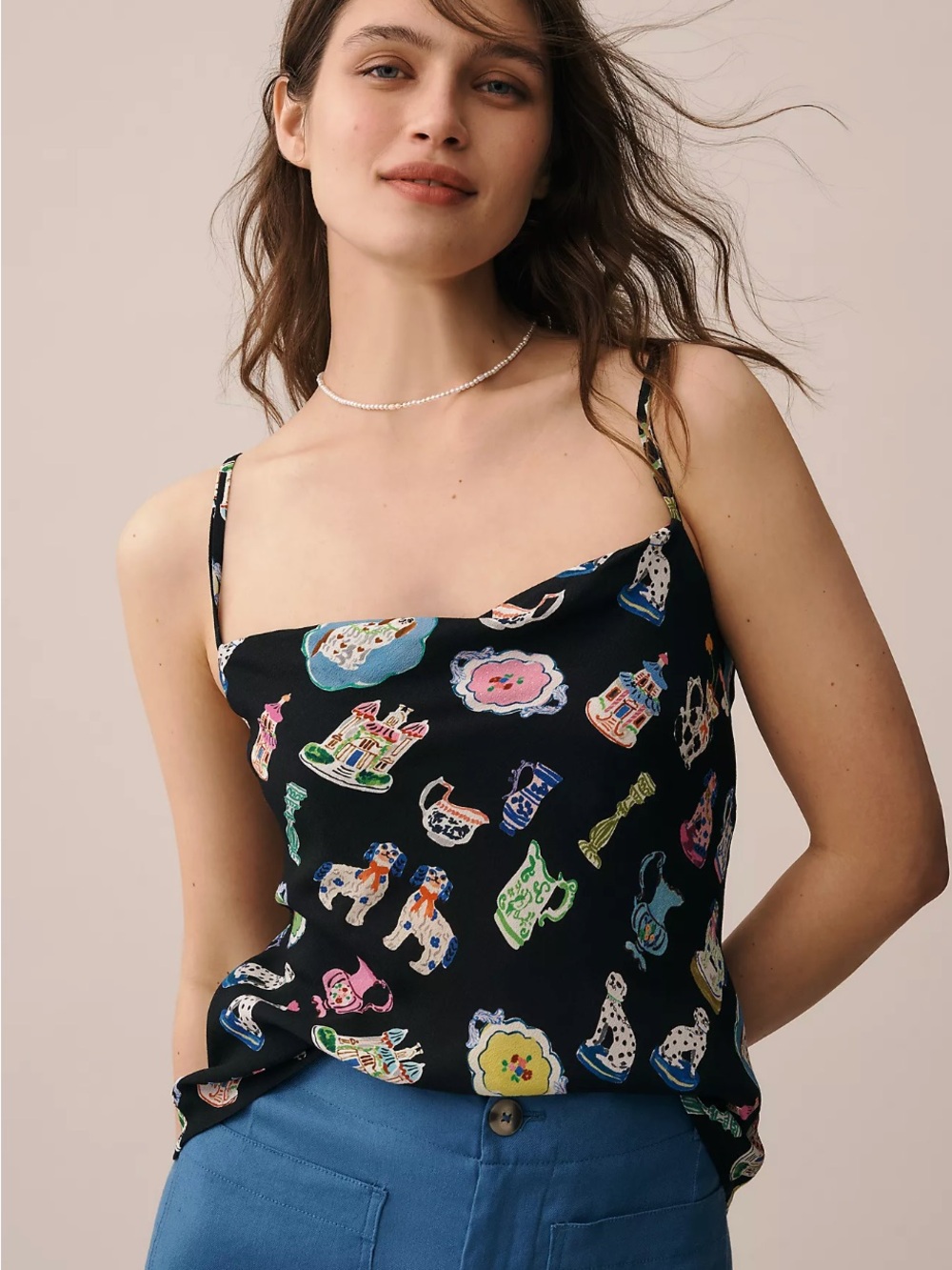 NWT Anthropologie Corey Lynn Calter Dog Icon Print Tank Size Small NEW